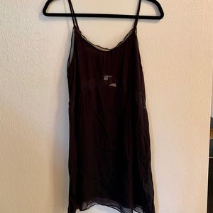 Black Lightweight Slip Dress, Sheer Stripes